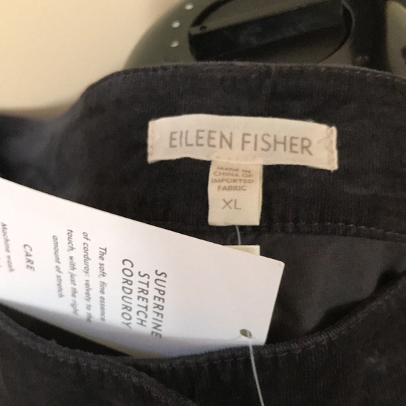 Eileen Fisher NWT charcoal gray pinwale corduroy slacks XL; 5 pocket lean jean - Picture 4 of 5